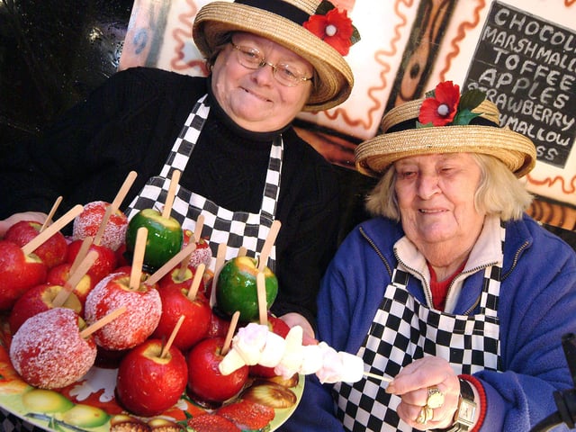 Ollerton lights switch on.
Christine Barnett and her mother Anita Simpson show off some of the festive goodies on offer on their Christmas stall.