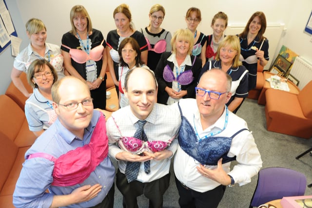 Staff at Central Surgery, Cleadon Park Primary Care Centre, were collecting bras for charity five years ago. Were you one of the people pictured?