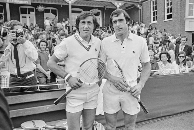 Sheffield-born Roger Taylor (right), pictured here in 1973, was a three-time Wimbledon semi-finalist who won six singles titles and 10 doubles titles in his career. (Photo by Evening Standard/Hulton Archive/Getty Images)