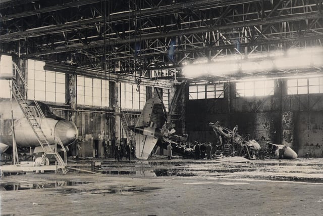 RAF Finningley pictured after a fire in 1970.