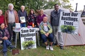 Sheffield City Council LibDem group leader Coun Shaffaq Mohammed, right, with street tree protesters in Endcliffe Park. He has now called for two leading Labour councillors to go over a highly critical report on the street trees issue