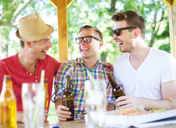 Stock picture of a beer garden taken before social distancing