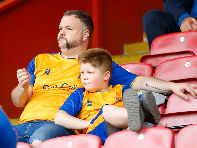 Mansfield fans at the Breyer Group Stadium for the match against Leyton Orient.