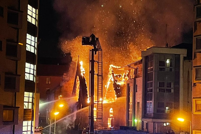Flames could be see throughout the night completely destroying the historic church. One video circulating on social media showed the roof collapsing in as the fire raged on.