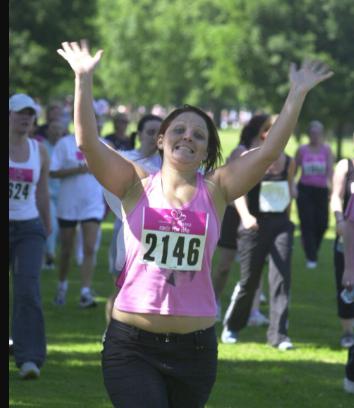 This runner certainly seems happy to be finishing the race! - 2005.