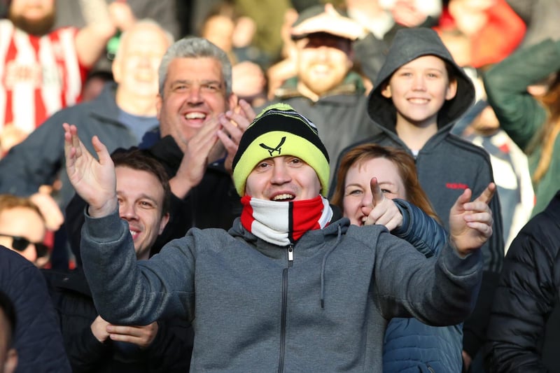 United fans in high spirits at Selhurst Park during their side's game against Crystal Palace last February.
