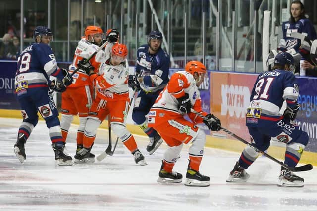 A competitive moment in the Dundee v Steelers game pic by Derek Black