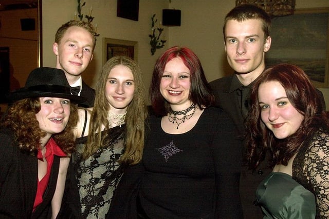 King Ecgbert's School Sixth Form prom at Baldwin's Omega. Pictured left to right: Rachael Gibson, Dan Piercy, Jo Mason, Holly Hendry, Michael Leviston, Anna Brewster... July 2002