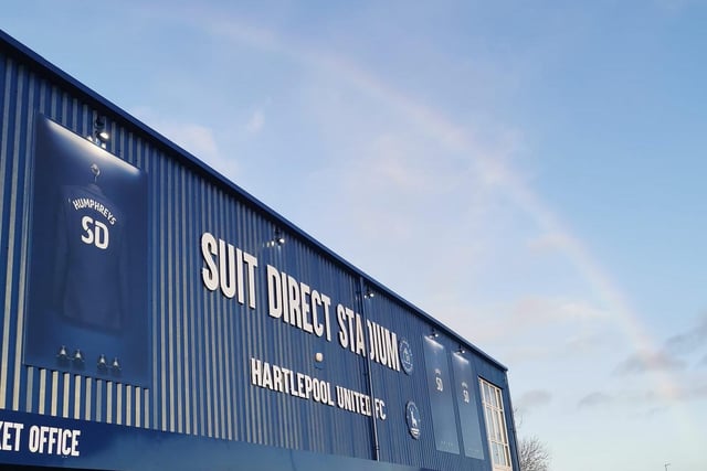 A rainbow shows its colours over the Suit Direct Stadium - Hartlepool United's home.