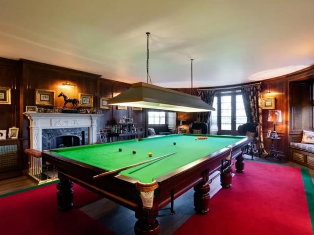 The castle also includes a playroom large enough to hold a number of guests and a snooker table, as well as a cinema room in the west wing, and a state of the art gym.