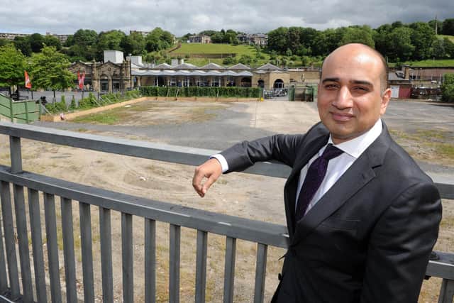 Coun Mazher Iqbal with the site on Sheaf Square in 2018, earmarked for the new Channel 4 headquarters. The bid was unsuccessful.