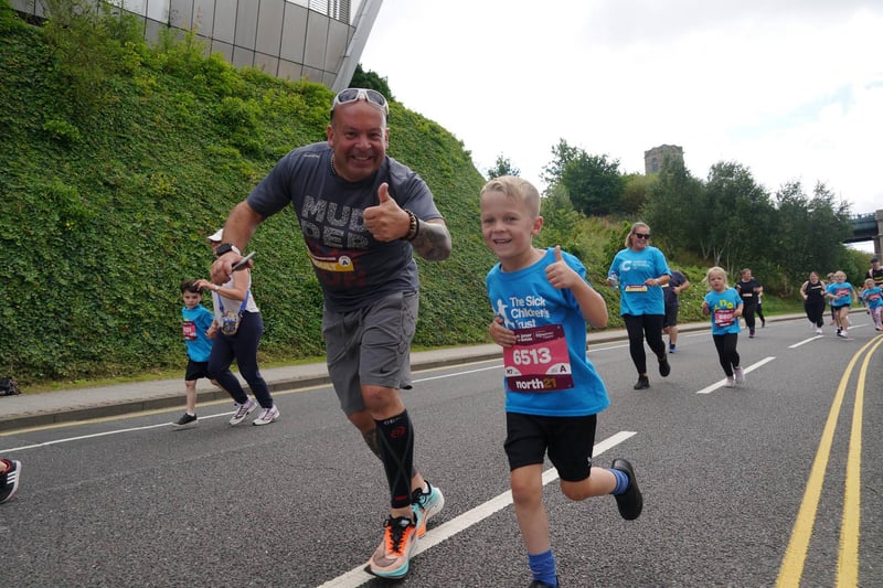 The Mini Great North Run saw runners aged 3-8 take on the 1.2km course, with an adult in tow.