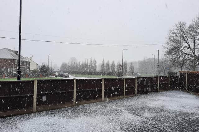 Snow in Doncaster on Saturday afternoon.
