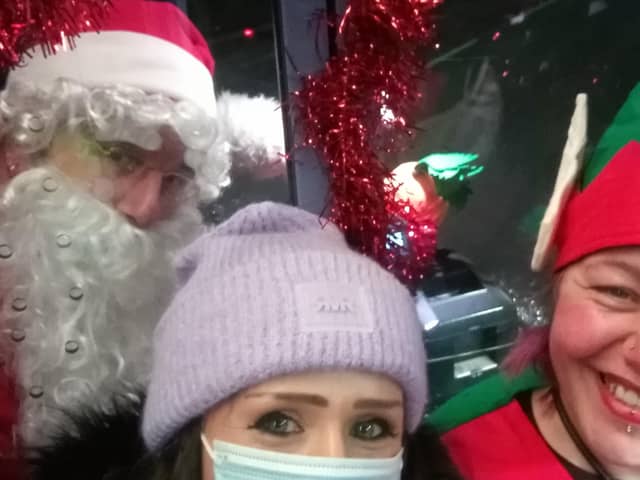 Bussing it with a welcome visit from Santa. Photo by Emma Steeples
