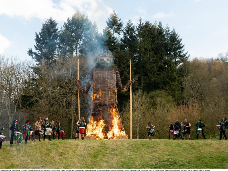 Druids perform the traditional burning of the famous Wickerman. Picture: Jordan Pettitt/Solent News & Photo Agency