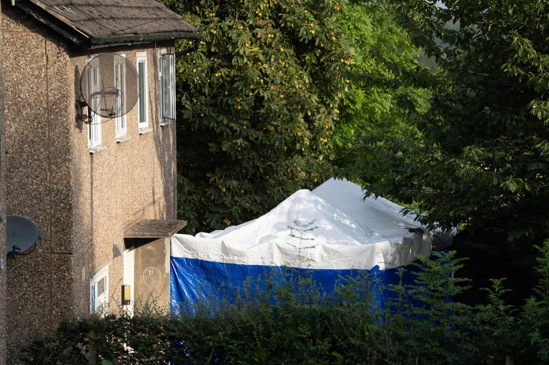 Police at a home in Killamarsh, Sheffield, where three children and a mother are believed to have been murdered. September 21 2021.