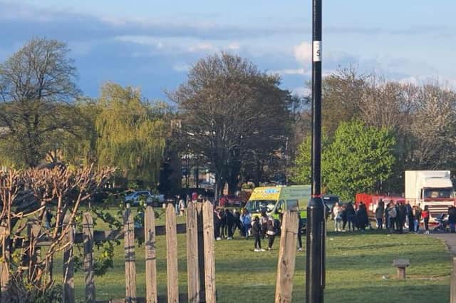 An ambulance was present at the scene. Photo: (Sheffield Now)