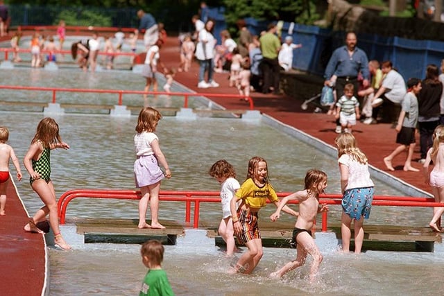 Fun in the Rivelin Valley Paddling pool as it opens to the public for the summer in May 1997
