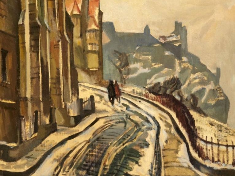 View from the Mound, Edinburgh, Looking West c.1929
William Crozier (1893–1930)
Oil on panel
H 55.2 x W 46.3 cm
Museums & Galleries Edinburgh – City of Edinburgh Council