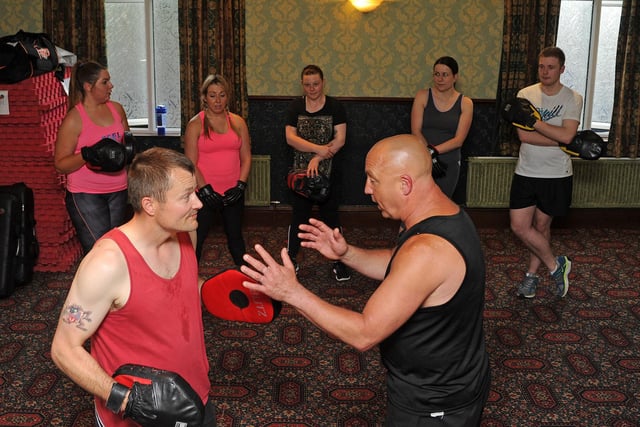 Garry Smith gives out his instructions during a self defence class at Crookes Social Club in 2015