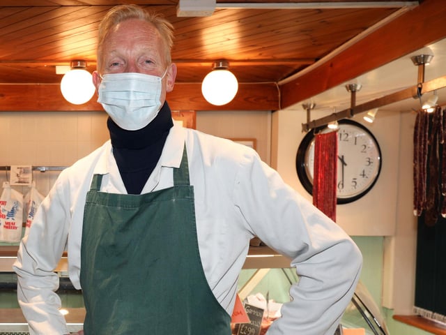 Butcher Chris Hitchings in West Street, Havant, Picture: Chris Moorhouse   (021220-03)