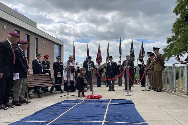 Coun Sarah Tattersall lays a wreath on Barnsley’s HM Armed Forces Walkway