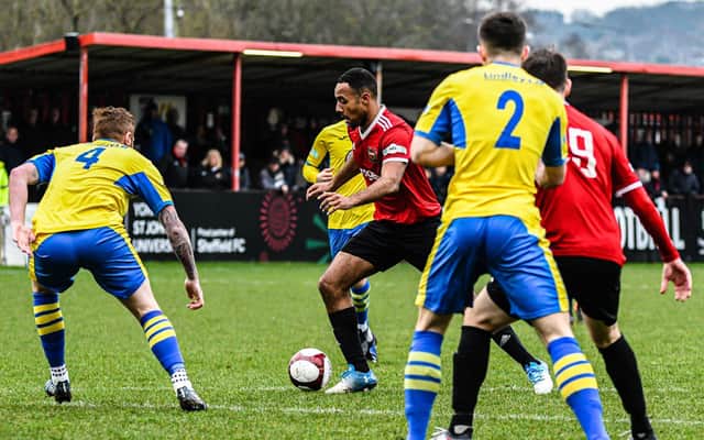 Sheffield FC in action against Carlton at the Coach and Horse ground. Photo: Joseph Smart