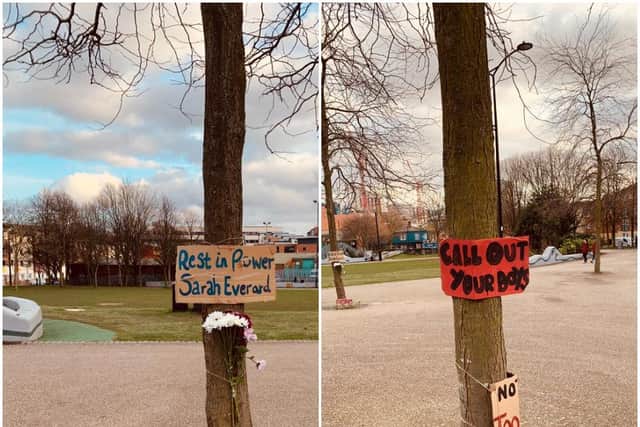 A vigil for Sarah Everard was planned for 6pm on Saturday on Devonshire Green. Photo: @lanaharold