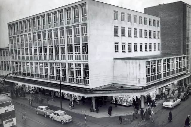 Atkinson's Department store on the corner of The Moor and Holy Green, Sheffield, February 1960
