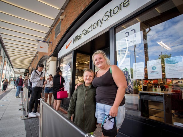 Claire Harper and her son, Harley 7 outside Nike store at Gunwharf Quays