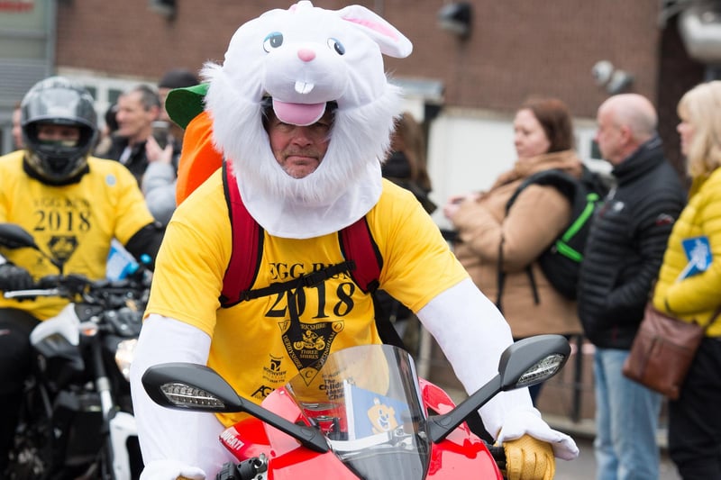Many riders were seen wearing bunny themed costumes.