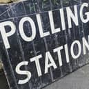 Polling station sign in Sheffield for the local elections.