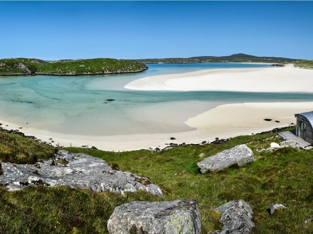 The two cabins can be found on Uig Sands, Near Timsgarry, Isle of Lewis, Scotland. According to owner Richard Leparoux, the spot it well-hidden and the three-mile-long beach makes it a perfect spot to relax. A local community shop is nearby for essentials, but other than that guests can enjoy walks along the white sandy beach.