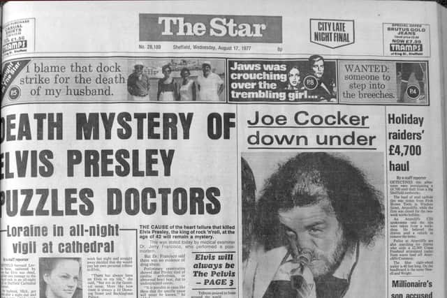  Star front page 17th August 1977Death of Elvis Presley