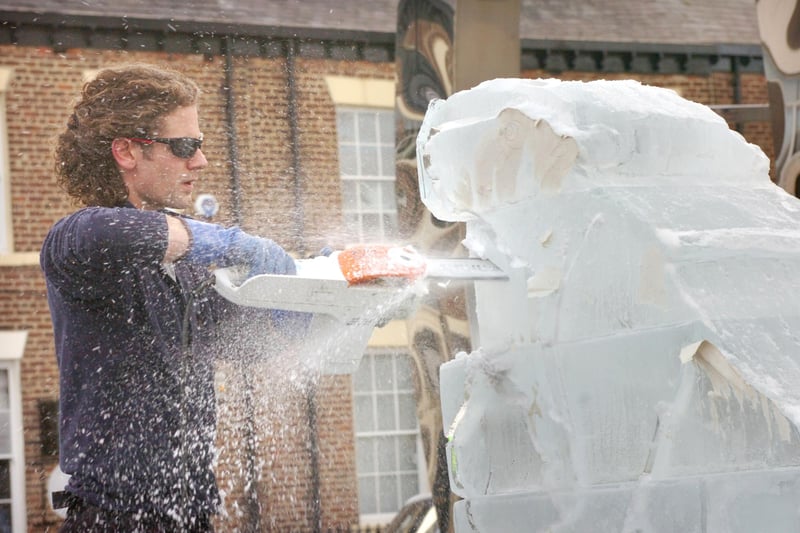 Who remembers the Sunniside ice sculptures? Here is Mathew Chaloner creating a piece of art in 2008.