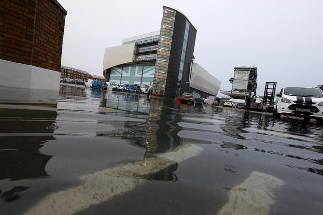 Flooding in Camber Quay car park, Old Portsmouth. Picture: Chris Moorhouse (jpns 071221-03)
