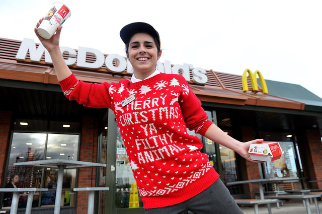 Shift manager Rachael Callaghan looks like she had fun during the McDonald's Christmas jumper day.