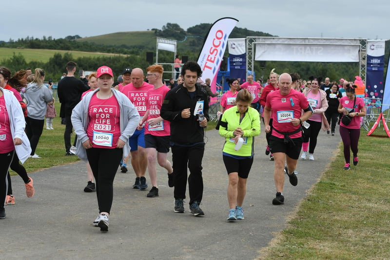 Runners set off for the Race for Life at Herrington Country Park.