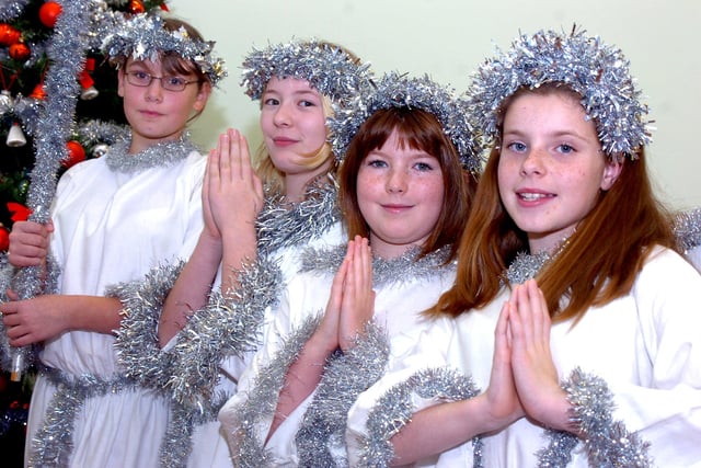 School Nativity play angels, from left, Kelsey Taylor, Sarah Aspinall, Amy Follows and Ashleigh Wood, all aged ten in 2006