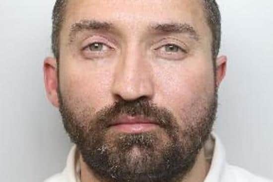 Pictured is Louis Williams, aged 39, of Huntingtower Road, near Greystones, Sheffield, who was convicted after a previous trial of three counts of rape, one count of indecent assault, ten counts of assault occasioning actual bodily harm, five counts of making threats to kill and one count relating to disturbing behaviour. Williams was sentenced to 18 years of custody.