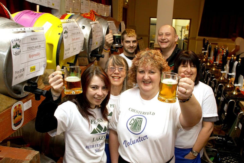 Chairman Jane Lefley, front right,  with CAMRA Members from the left Emma Bradley, young members coordinator, Kath Deighton, Sam Madin young member, Andrew Dowson and Ann Watson at CAMRA's 2011 festival at the Winding Wheel.
