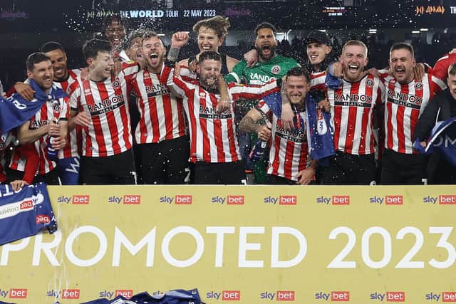 Sheffield United are heading back to the Premier League after winning promotion from the Championship: Photo: Darren Staples / Sportimage