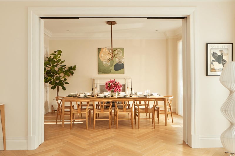 This open-plan space is perfect for hosting dinner parties for up to 10 guests and - with views overlooking the garden.