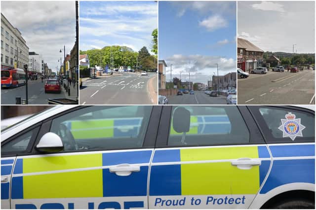 Some of the Sunderland streets where the most crime was reported to Northumbria Police from during March 2020.