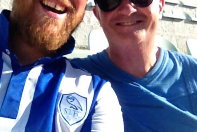 Stuart Laver (left) and Peter Law have been travelling to Sheffield Wednesday matches together for 13 years. Here they are pictured on the Owls' pre-season trip to Portugal last year.