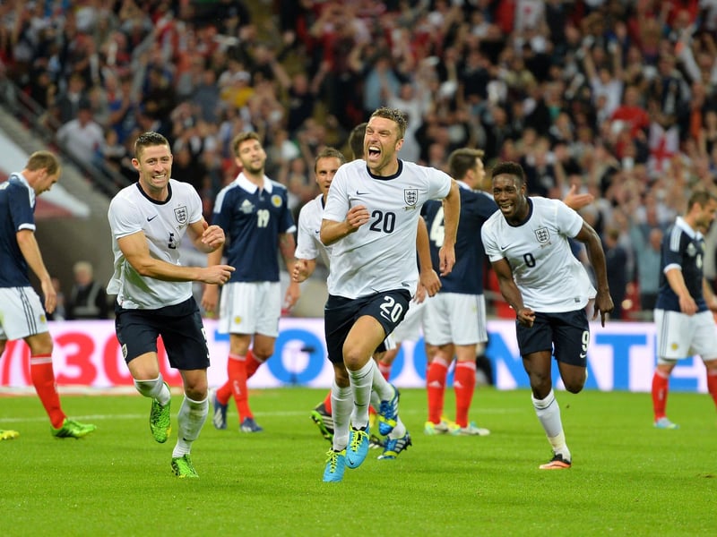 Scotland led twice in this first of two friendlies to celebrate the FA's 150th anniversary but Rickie Lambert won it for England by scoring with virtually his first touch in international football.