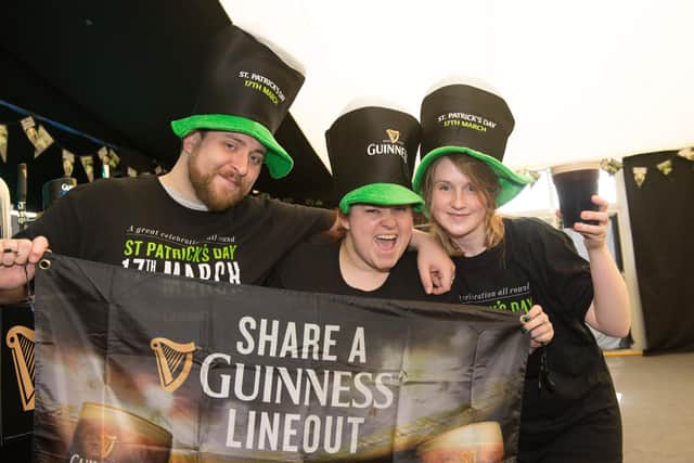St Patrick's Day celebrations will soon be under way in Sheffield. Pictured are Luke Skinner Fawcett, Siobhan Humphries and Sara Charlesworth of the Frog and Parrot, 2016.
