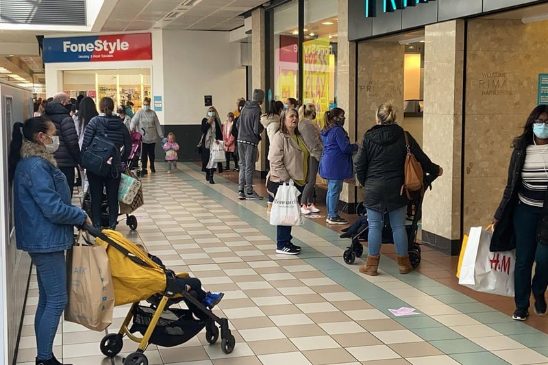 Shoppers queued for the main attraction, Primark in the Middleton Grange shopping centre. Picture by Frank Reid