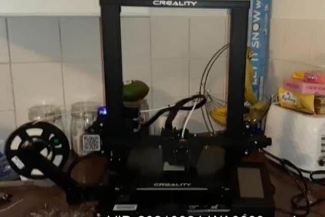 3D printer in Moyo's kitchen.