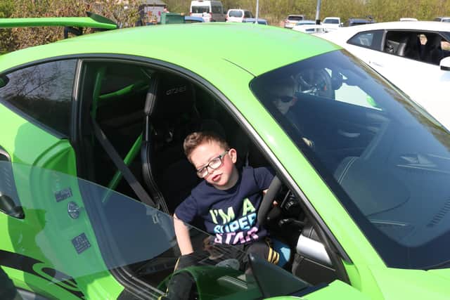 Jacob White getting a feel for a supercar at Bluebell Wood Children’s Hospice